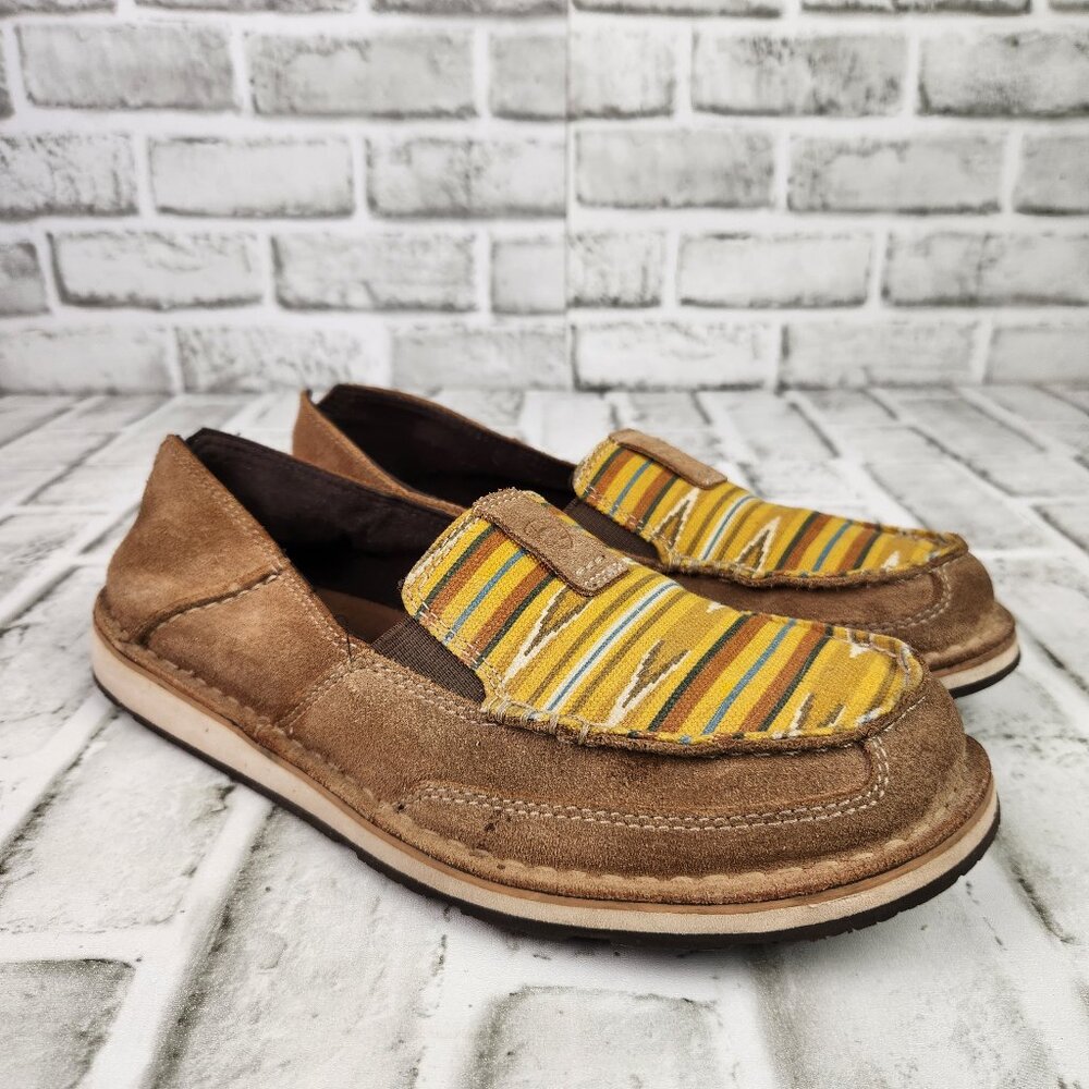 Ariat Cruiser Navajo Women's Sz 8.5 B Brown Leather Western Aztec Loafer Slip On